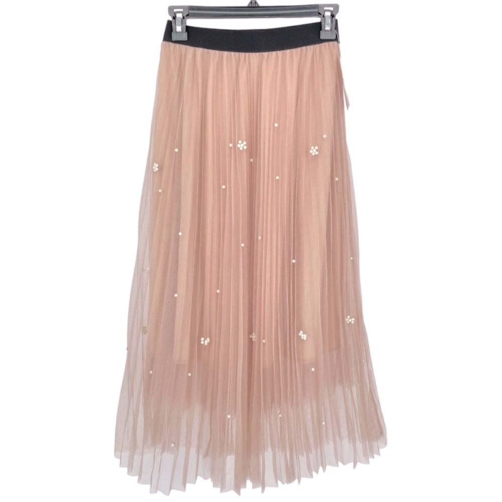 NWT Sadie & Love Pink Tulle Midi Skirt w/ Pearl Embellishments